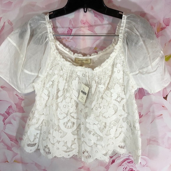 Moulinette Soeurs Tops - Anthro Lace Shirt XS P